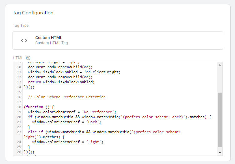 GTM - GA Tag - Color Scheme Preference