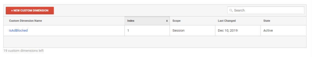 List of Custom Dimensions