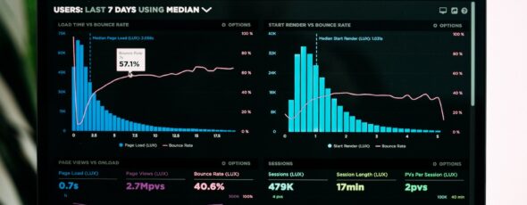 graphs of performance analytics on a laptop screen